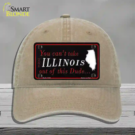 Illinois Dude Novelty License Plate Hat Unconstructed Cotton / Khaki