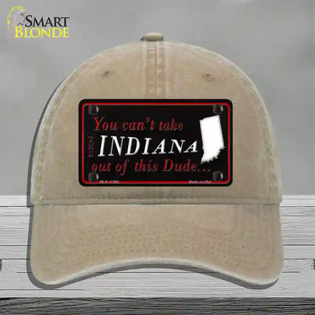 Indiana Dude Novelty License Plate Hat Unconstructed Cotton / Khaki