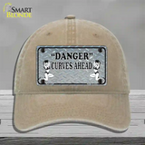 Danger Curves Ahead Novelty License Plate Hat Unconstructed Cotton / Khaki