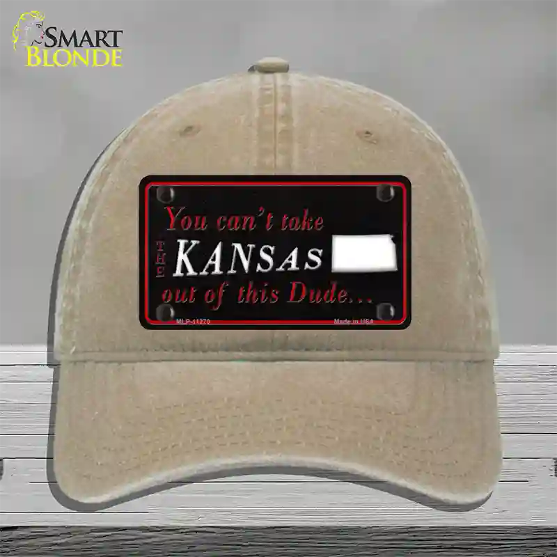 Kansas Dude Novelty License Plate Hat Unconstructed Cotton / Khaki