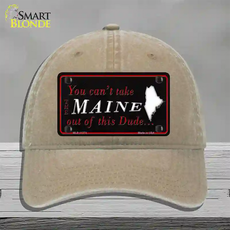 Maine Dude Novelty License Plate Hat Unconstructed Cotton / Khaki