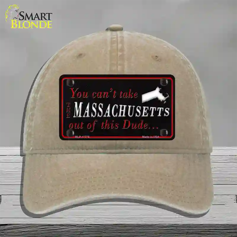 Massachusetts Dude Novelty License Plate Hat Unconstructed Cotton / Khaki