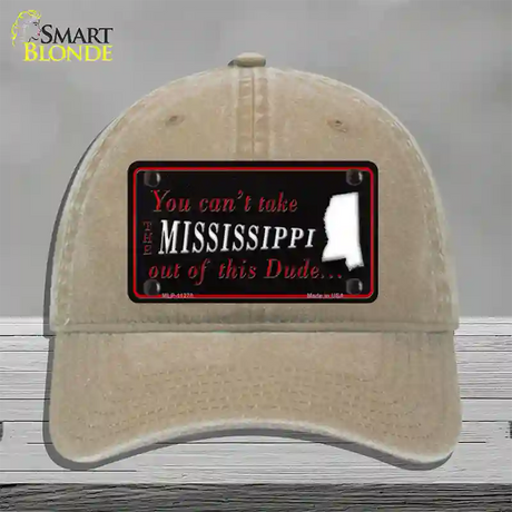 Mississippi Dude Novelty License Plate Hat Unconstructed Cotton / Khaki