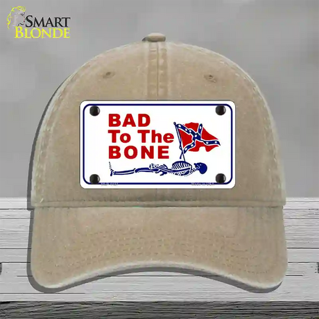 Bad To The Bone Novelty License Plate Hat Unconstructed Cotton / Khaki