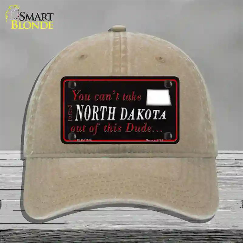 North Dakota Dude Novelty License Plate Hat Unconstructed Cotton / Khaki