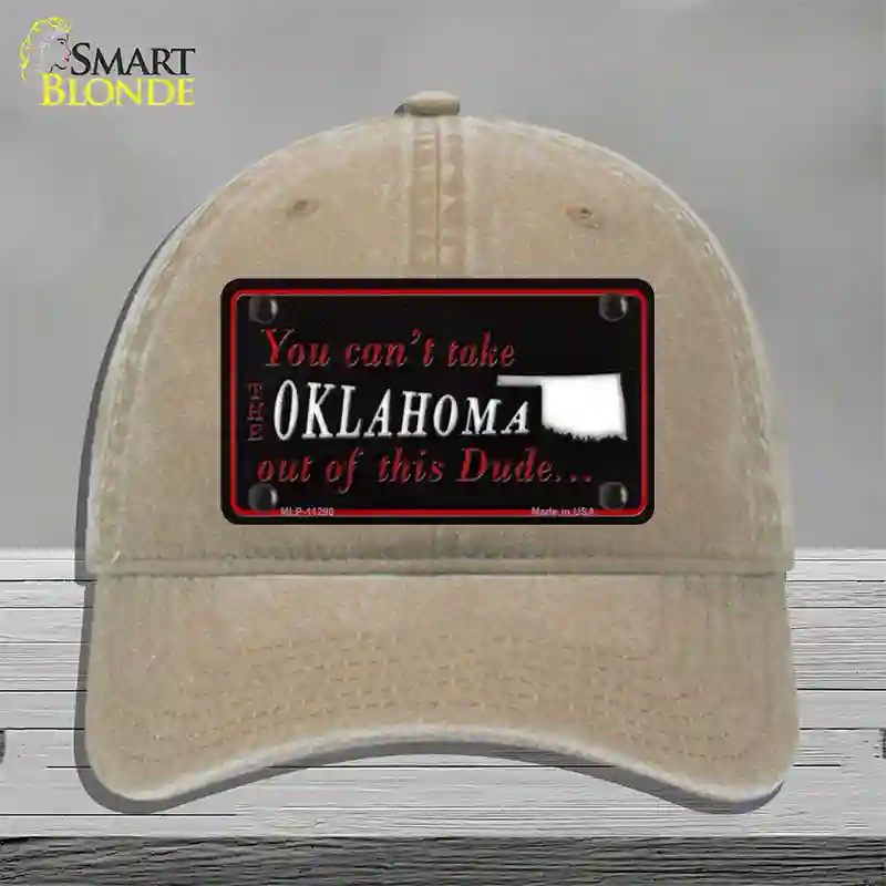 Oklahoma Dude Novelty License Plate Hat Unconstructed Cotton / Khaki