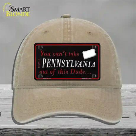 Pennsylvania Dude Novelty License Plate Hat Unconstructed Cotton / Khaki