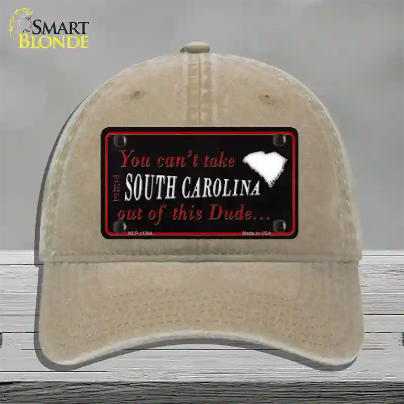 South Carolina Dude Novelty License Plate Hat Unconstructed Cotton / Khaki