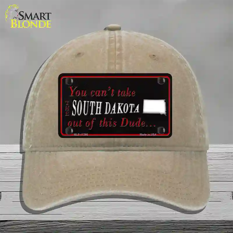 South Dakota Dude Novelty License Plate Hat Unconstructed Cotton / Khaki