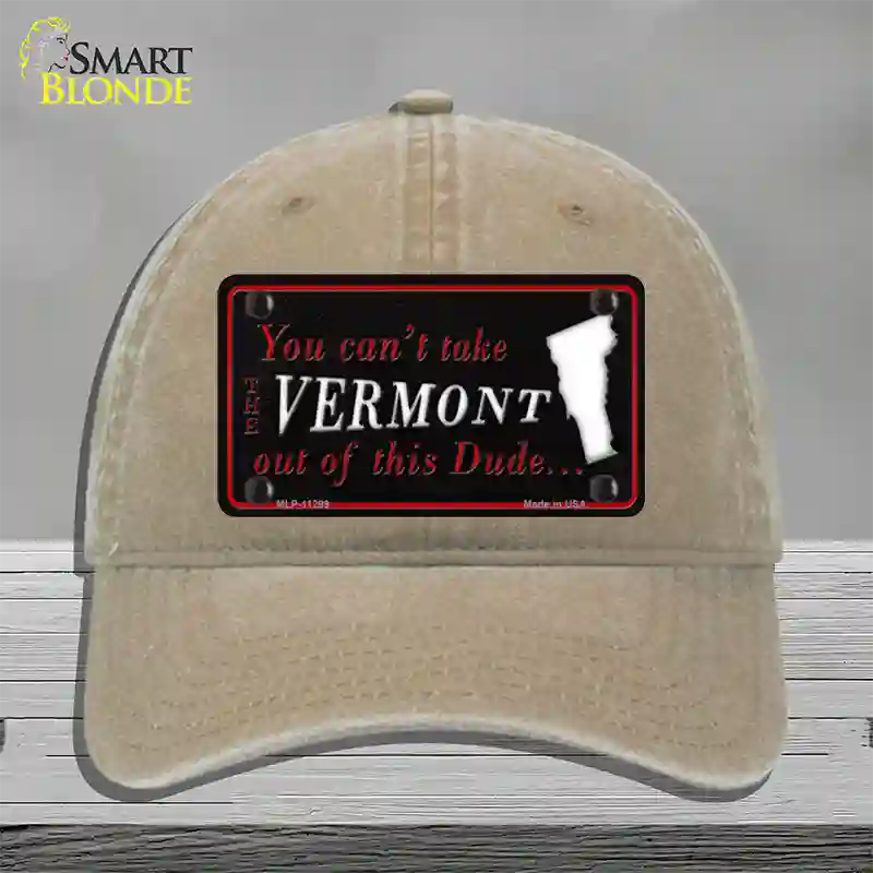 Vermont Dude Novelty License Plate Hat Unconstructed Cotton / Khaki