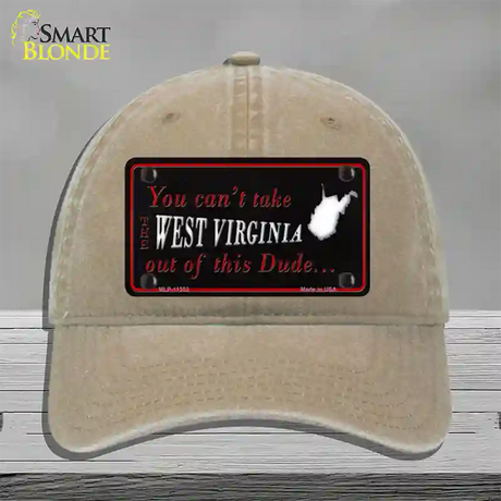 West Virginia Dude Novelty License Plate Hat Unconstructed Cotton / Khaki