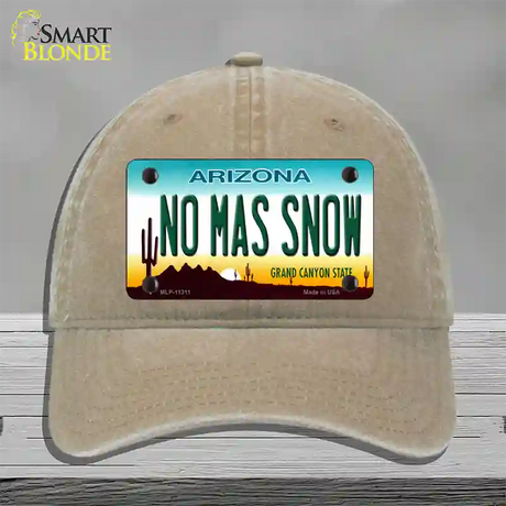 No Mas Snow Novelty License Plate Hat Unconstructed Cotton / Khaki