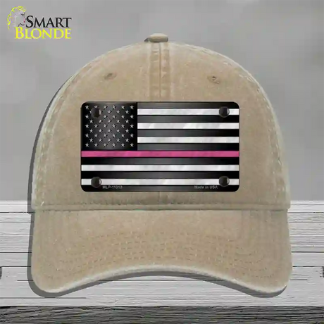 Thin Pink Line Novelty License Plate Hat Unconstructed Cotton / Khaki