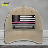 Thin Pink Line With Pink Stars Novelty License Plate Hat Unconstructed Cotton / Khaki