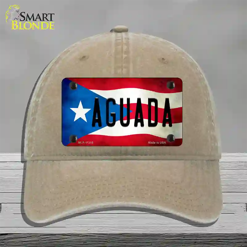 Aguada Puerto Rico Flag Novelty License Plate Hat Unconstructed Cotton / Khaki