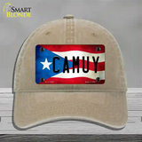 Camuy Puerto Rico Flag Novelty License Plate Hat Unconstructed Cotton / Khaki