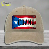 Coamo Puerto Rico Flag Novelty License Plate Hat Unconstructed Cotton / Khaki