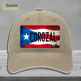 Corozal Puerto Rico Flag Novelty License Plate Hat Unconstructed Cotton / Khaki