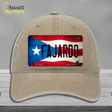 Fajardo Puerto Rico Flag Novelty License Plate Hat Unconstructed Cotton / Khaki