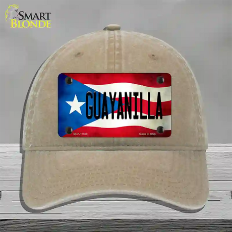 Guayanilla Puerto Rico Flag Novelty License Plate Hat Unconstructed Cotton / Khaki