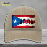 Jayuya Puerto Rico Flag Novelty License Plate Hat Unconstructed Cotton / Khaki