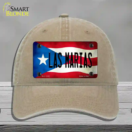 Las Marias Puerto Rico Flag Novelty License Plate Hat Unconstructed Cotton / Khaki