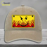 Smiley Flame Novelty License Plate Hat Unconstructed Cotton / Khaki