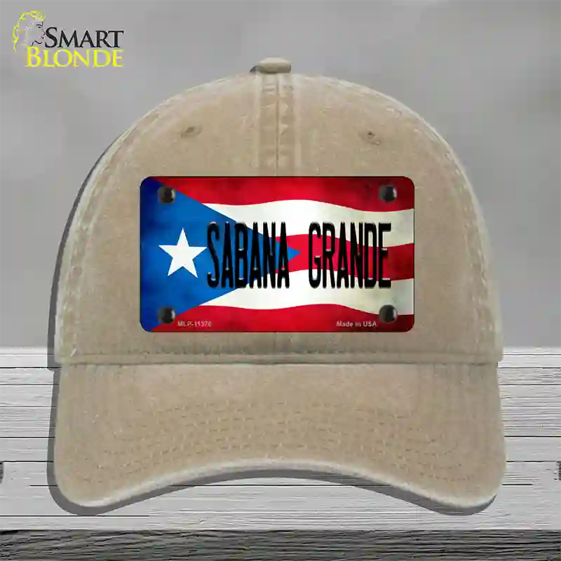 Sabana Grande Puerto Rico Flag Novelty License Plate Hat Unconstructed Cotton / Khaki