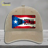 San German Puerto Rico Flag Novelty License Plate Hat Unconstructed Cotton / Khaki