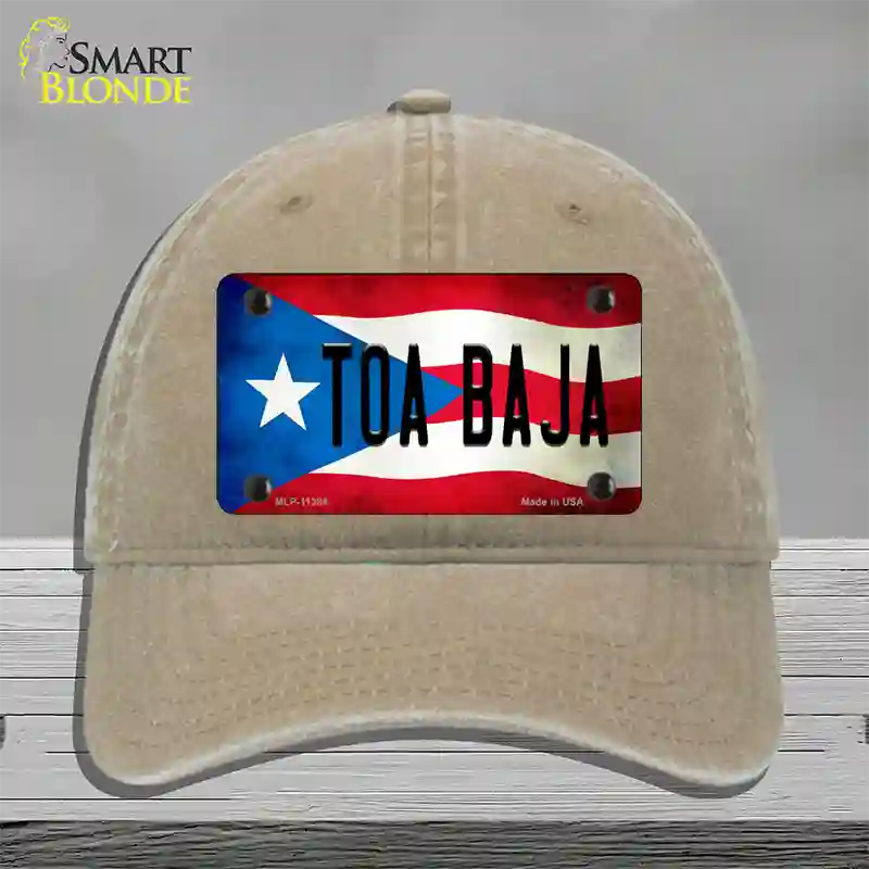 Toa Baja Puerto Rico Flag Novelty License Plate Hat Unconstructed Cotton / Khaki