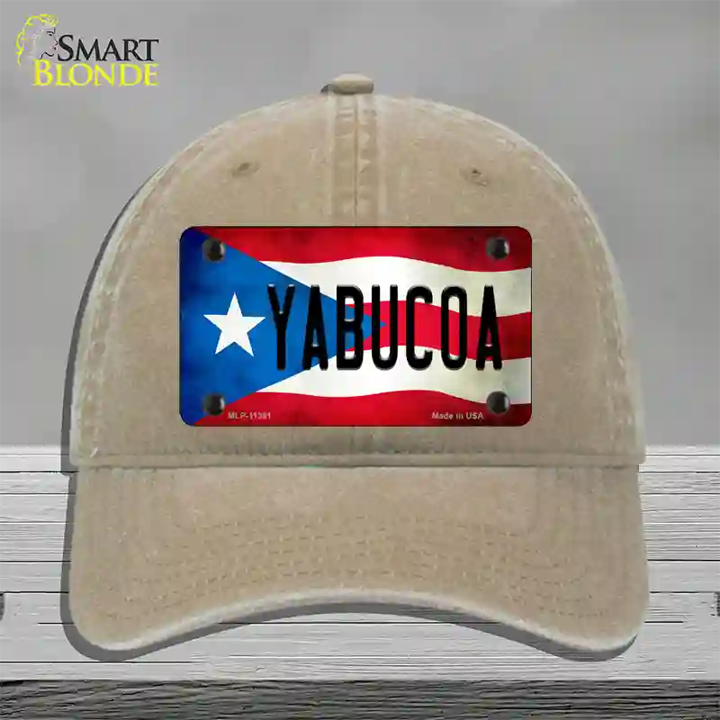 Yabucoa Puerto Rico Flag Novelty License Plate Hat Unconstructed Cotton / Khaki