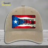 Christorican Puerto Rico Flag Novelty License Plate Hat Unconstructed Cotton / Khaki