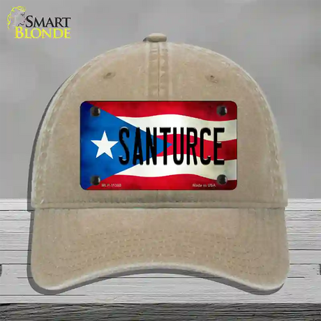 Santurce Puerto Rico Flag Novelty License Plate Hat Unconstructed Cotton / Khaki