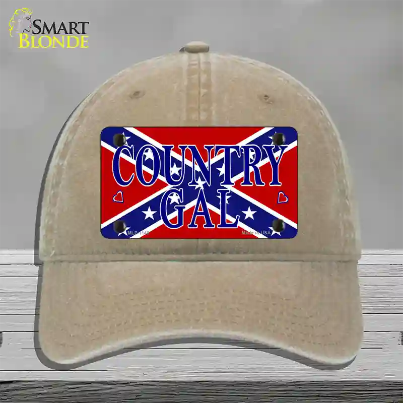 Confederate Country Gal Novelty License Plate Hat Unconstructed Cotton / Khaki