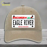 Eagle River Wisconsin Novelty License Plate Hat Unconstructed Cotton / Khaki