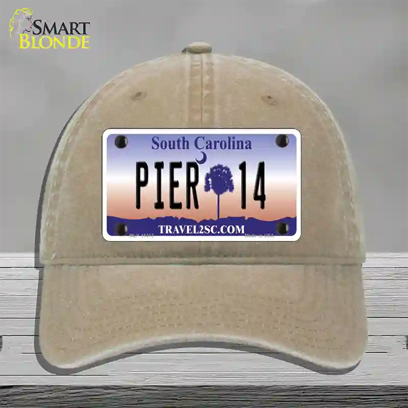 Pier 14 South Carolina Novelty License Plate Hat Unconstructed Cotton / Khaki