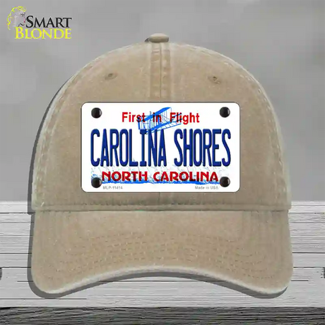 Carolina Shores North Carolina Novelty License Plate Hat Unconstructed Cotton / Khaki