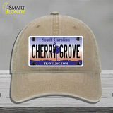 Cherry Grove South Carolina Novelty License Plate Hat Unconstructed Cotton / Khaki