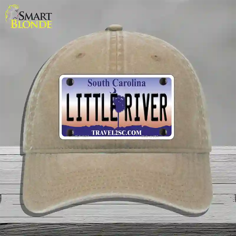 Little River South Carolina Novelty License Plate Hat Unconstructed Cotton / Khaki