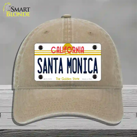 Santa Monica California Novelty License Plate Hat Unconstructed Cotton / Khaki