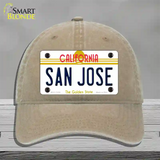 San Jose California Novelty License Plate Hat Unconstructed Cotton / Khaki