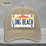 Long Beach California Novelty License Plate Hat Unconstructed Cotton / Khaki