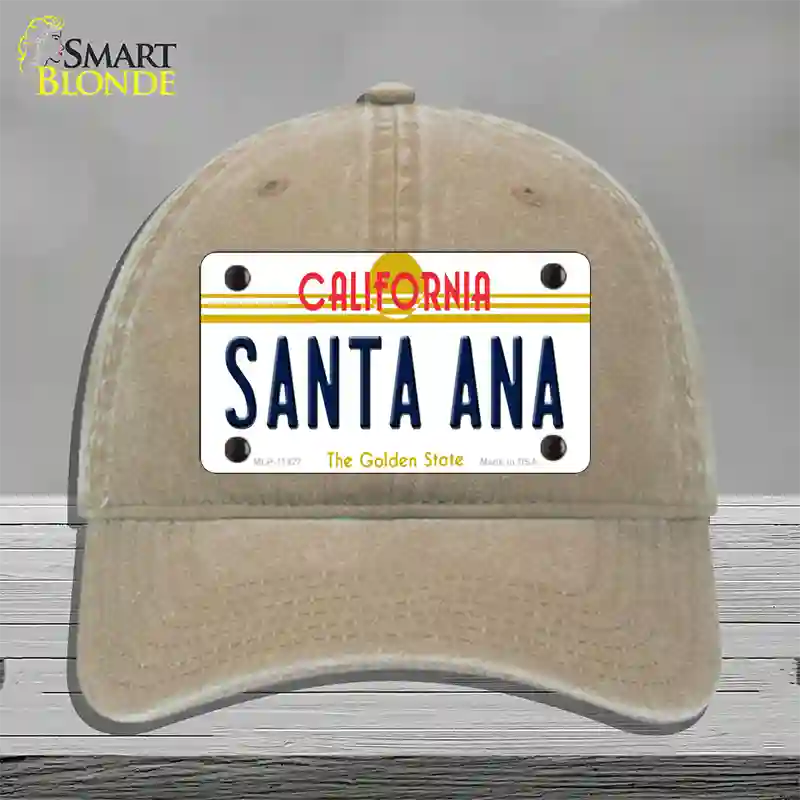 Santa Ana California Novelty License Plate Hat Unconstructed Cotton / Khaki