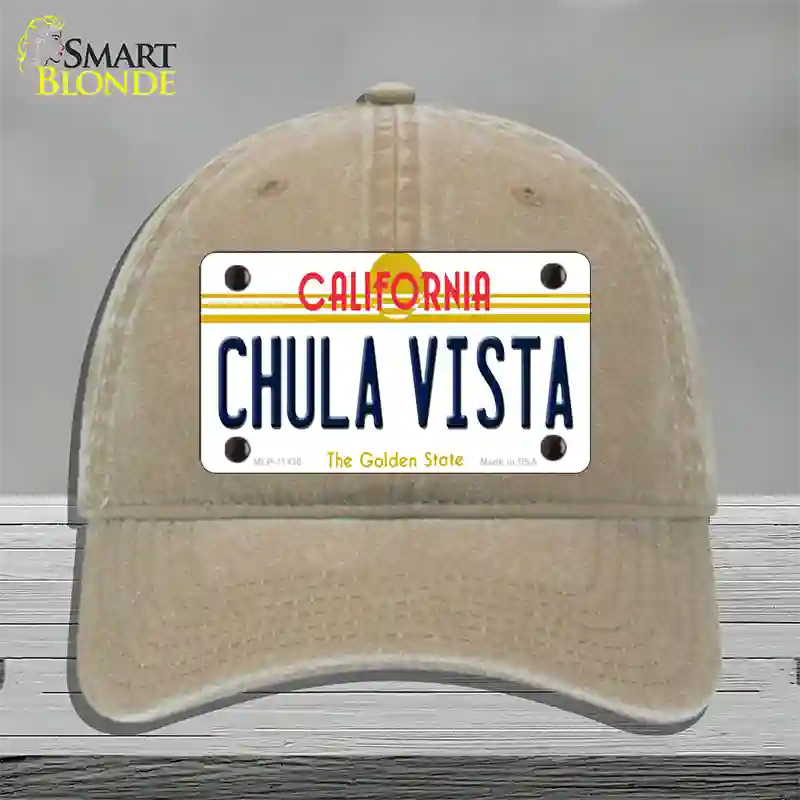 Chula Vista California Novelty License Plate Hat Unconstructed Cotton / Khaki