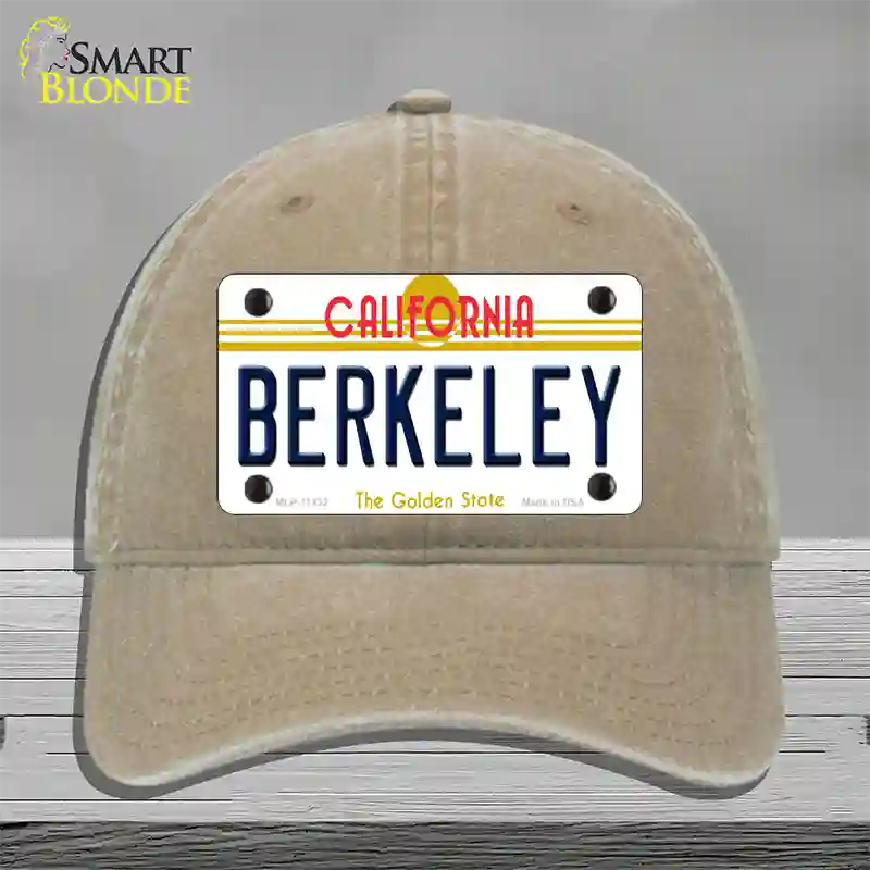 Berkeley California Novelty License Plate Hat Unconstructed Cotton / Khaki