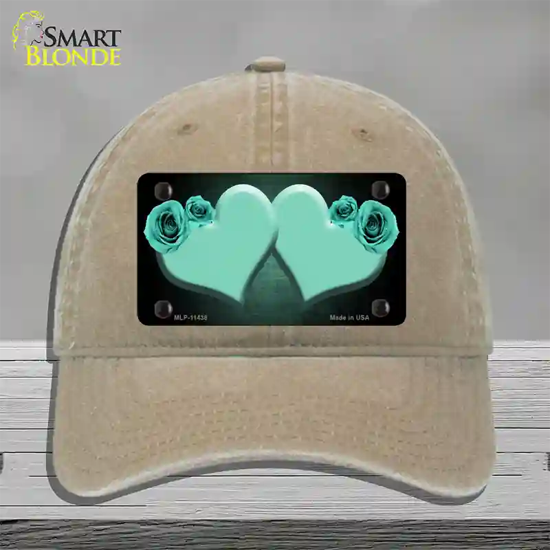 Hearts Over Roses In Mint Novelty License Plate Hat Unconstructed Cotton / Khaki