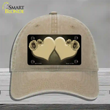 Hearts Over Roses In Gold Novelty License Plate Hat Unconstructed Cotton / Khaki