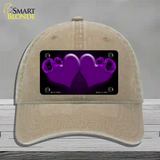 Hearts Over Roses In Purple Novelty License Plate Hat Unconstructed Cotton / Khaki