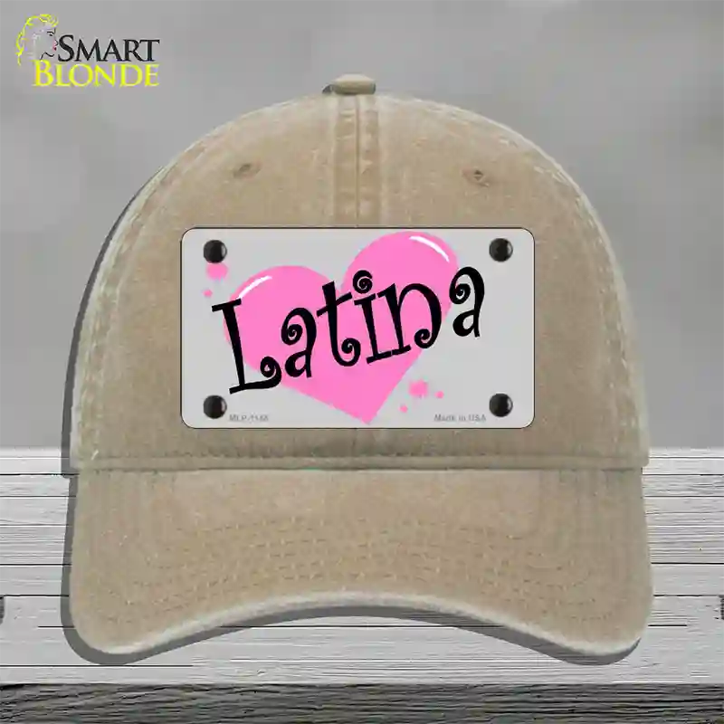 Latina Novelty License Plate Hat Unconstructed Cotton / Khaki