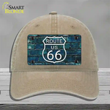 Route 66 Blue Brick Wall Novelty License Plate Hat Unconstructed Cotton / Khaki